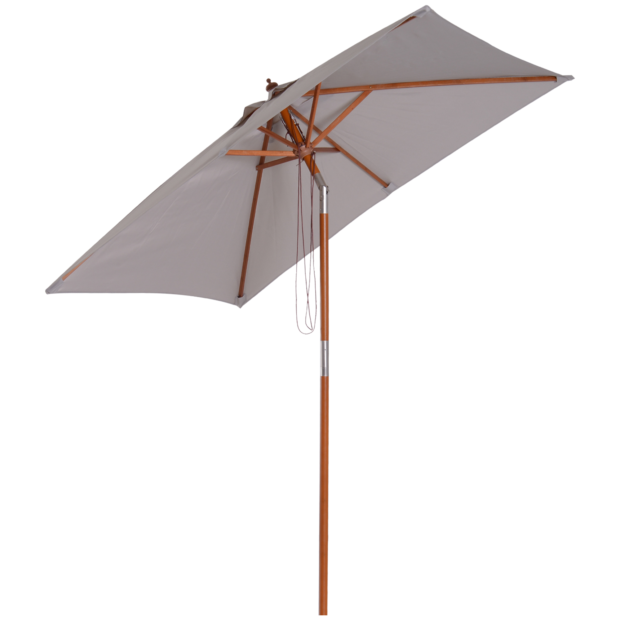 Umbrelă de Soare Reglabilă pentru Grădină, Cadru din Lemn, 2x1.5m, Gri | Aosom Romania