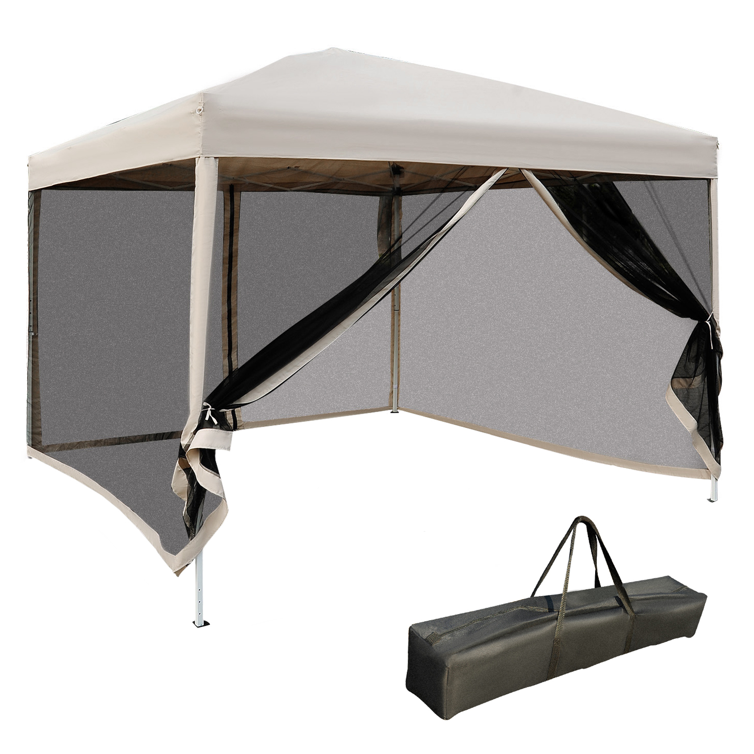 Foisor de Gradina 3x3m, Impermeabil, cu Pereti Detasabili si Design Elegant, Crem