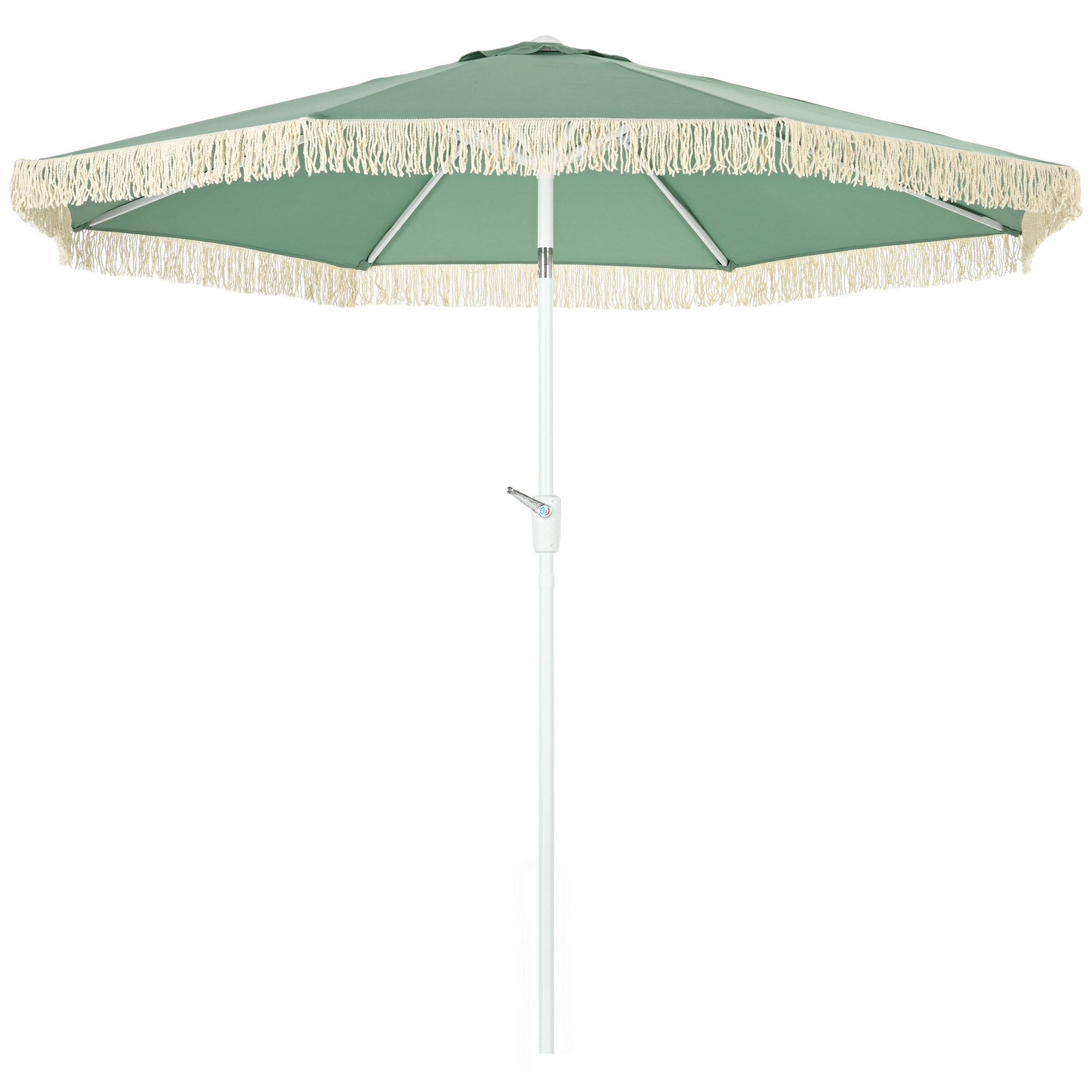 Umbrela de Gradina inclinabila cu Franjuri, Manivela ?i Tija in 2 Seciuni, ??2.65x2.45 m, Verde