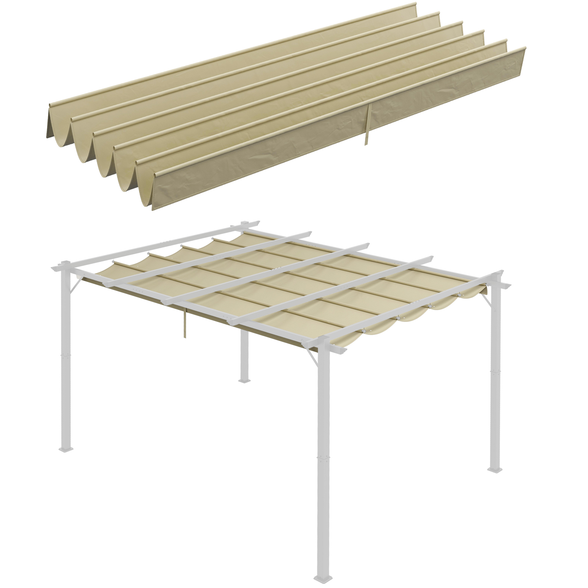 Acoperis de Schimb pentru Pergola cu 10 Orificii de Drenaj, Permeabil, 4x3 m, Bej