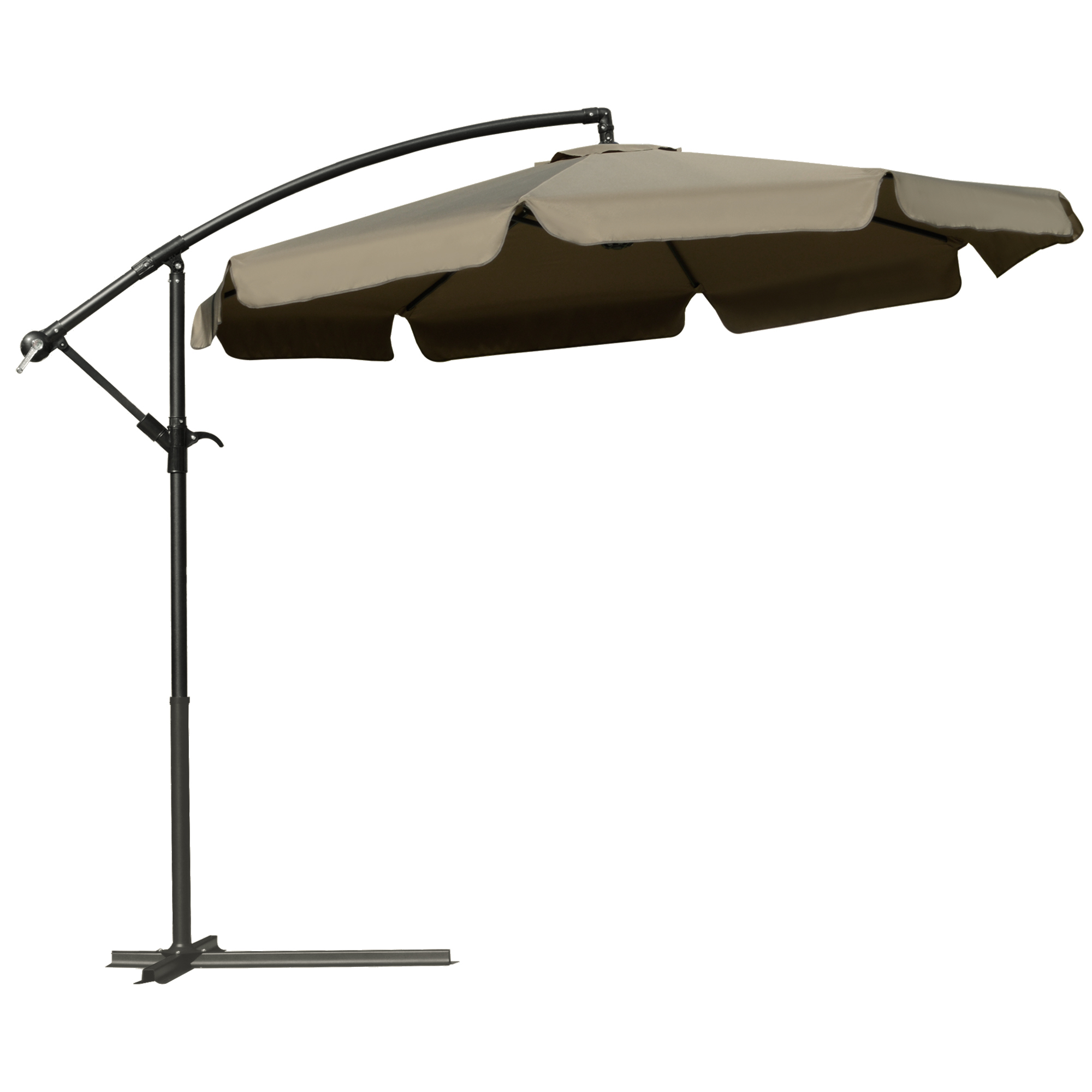 Umbrela Suspendata cu Copertina Reglabila, Baza in Cruce, Orificii de Ventilaie ?i Manivela, 2.7x2.7 m, Cafeniu