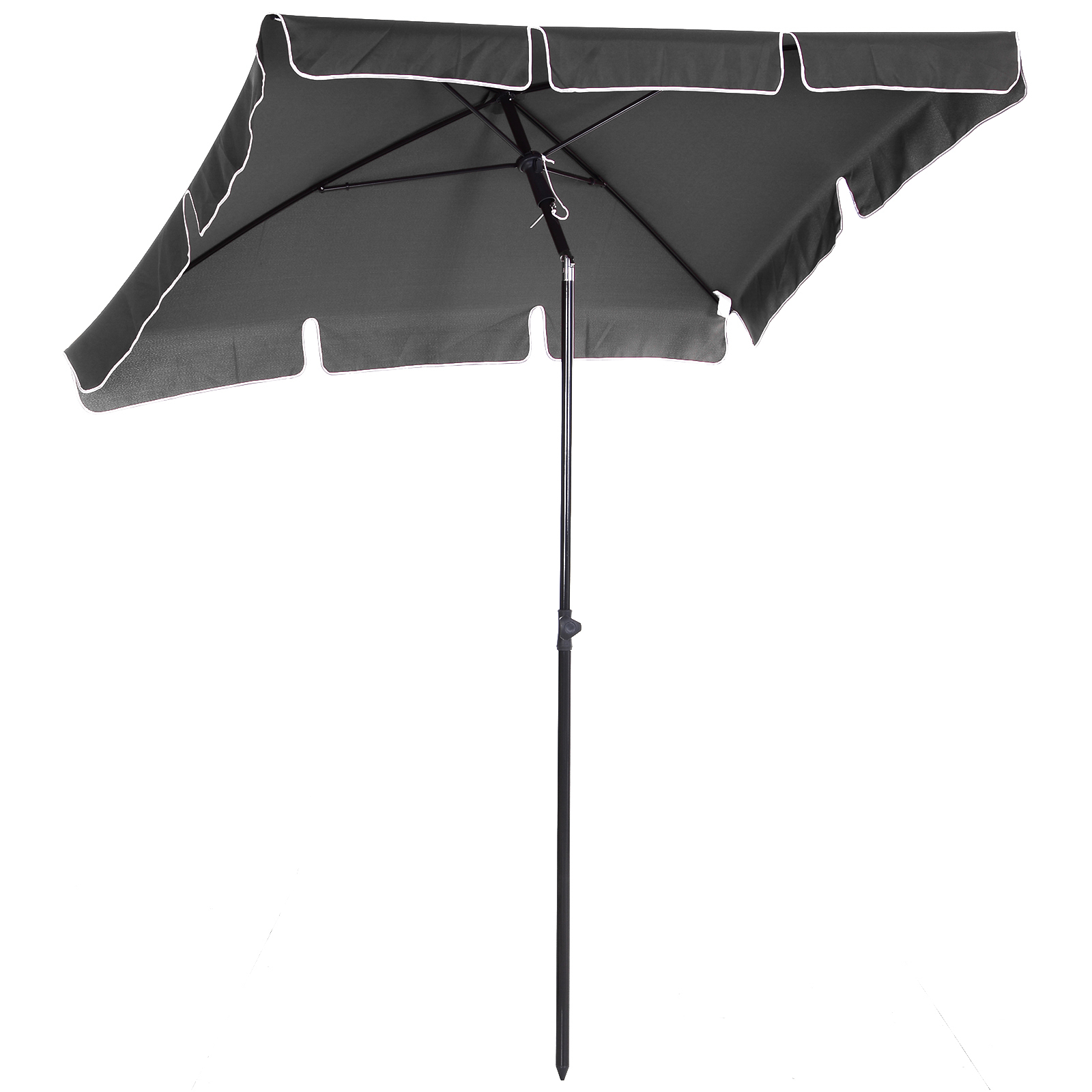 Umbrela de Gradina inclinabila cu Margini Ondulate si 4 Brate din Aluminiu, 198x130x245 cm, Gri inchis