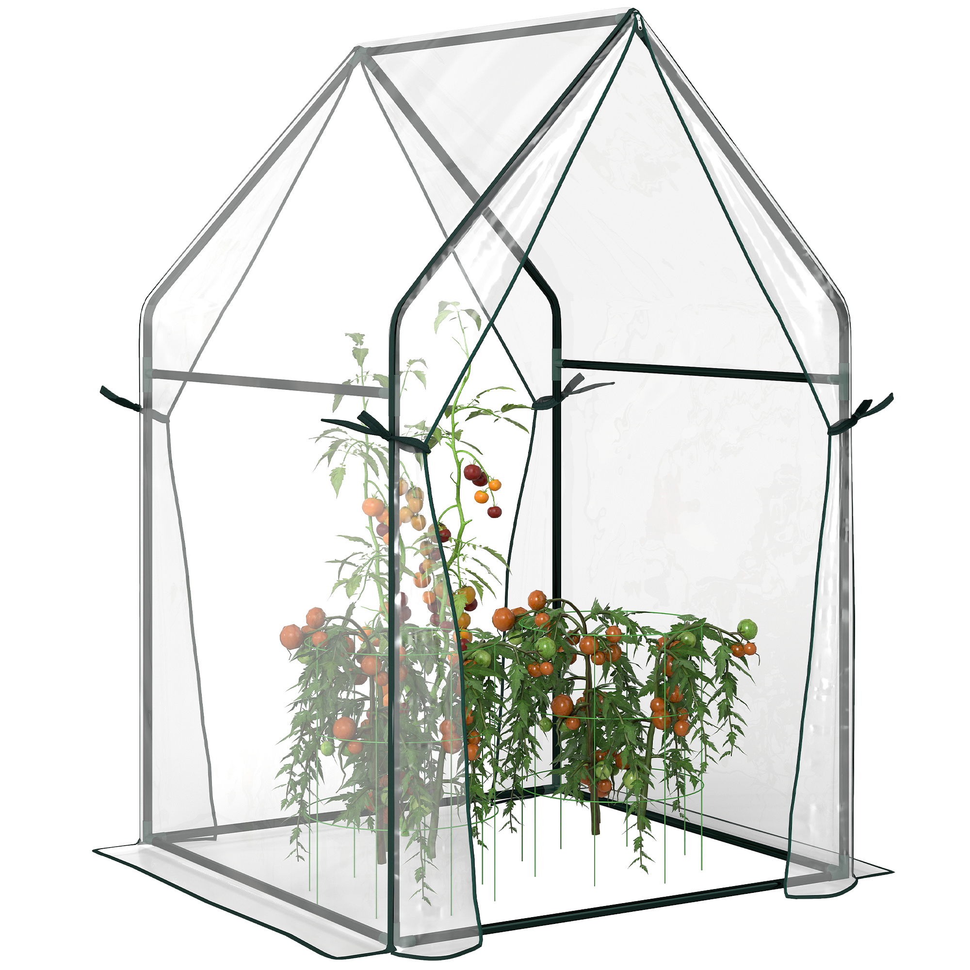 Mini Sera Portabila 90x90x145cm cu 2 Usi cu Fermoar Transparent pentru Interior Exterior