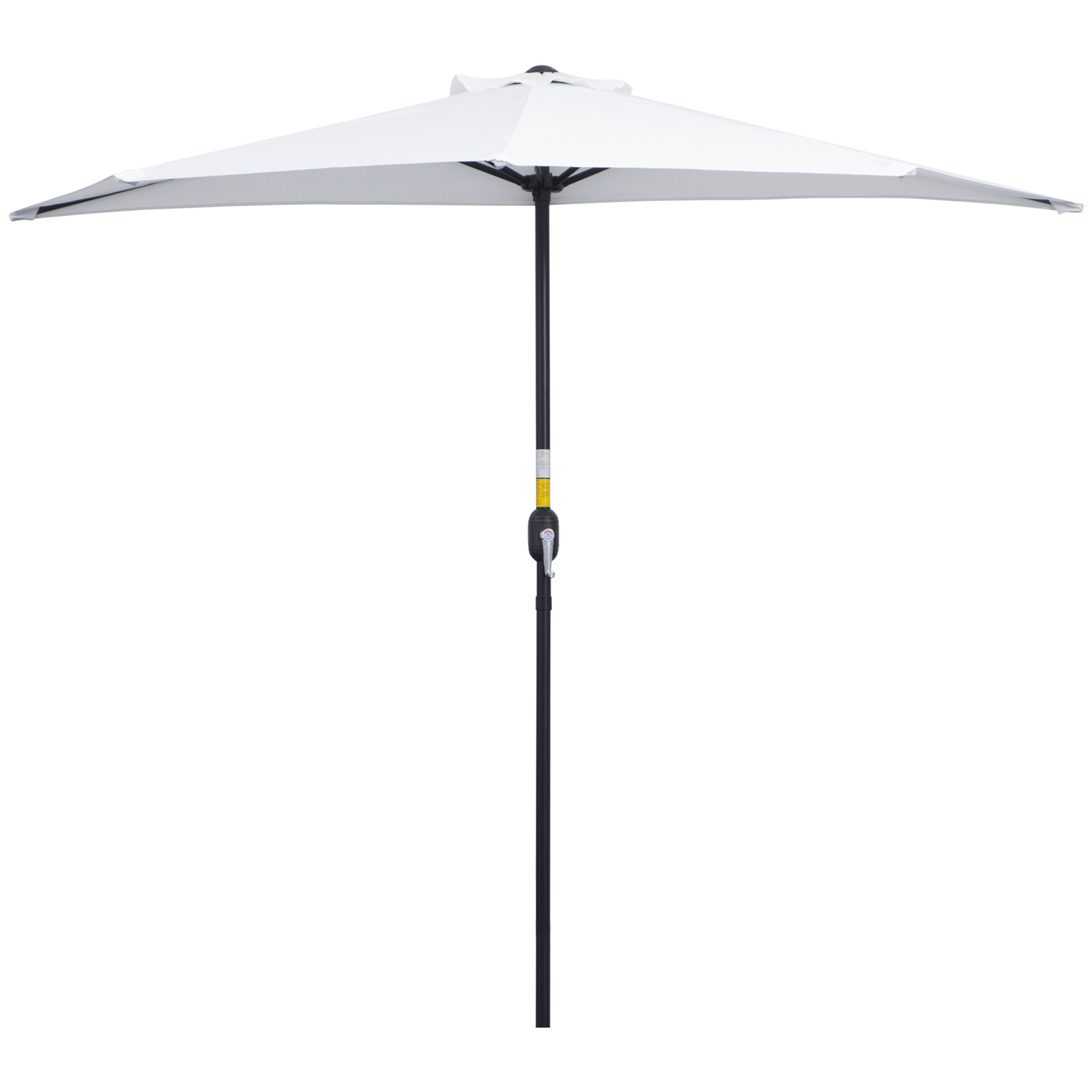 Umbrela Semicirculara de Perete cu Deschidere cu Manivela si 5 Spite, 2.6x1.35x2.3 m, Alb