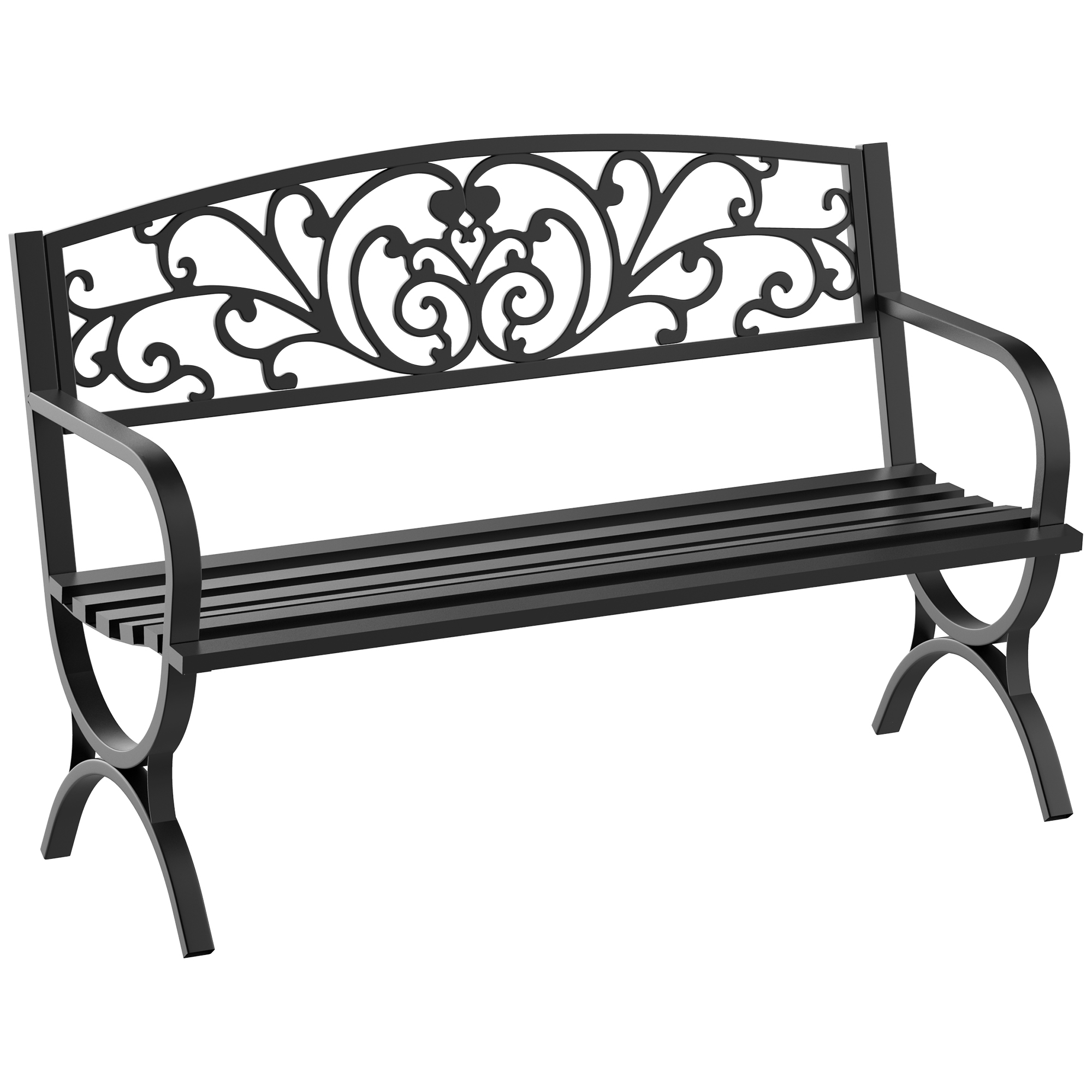 Banca pentru Gradina pentru Exterior din Metal si Fonta, Incarcare maxima 240 kg127??60??85 cm, Negru