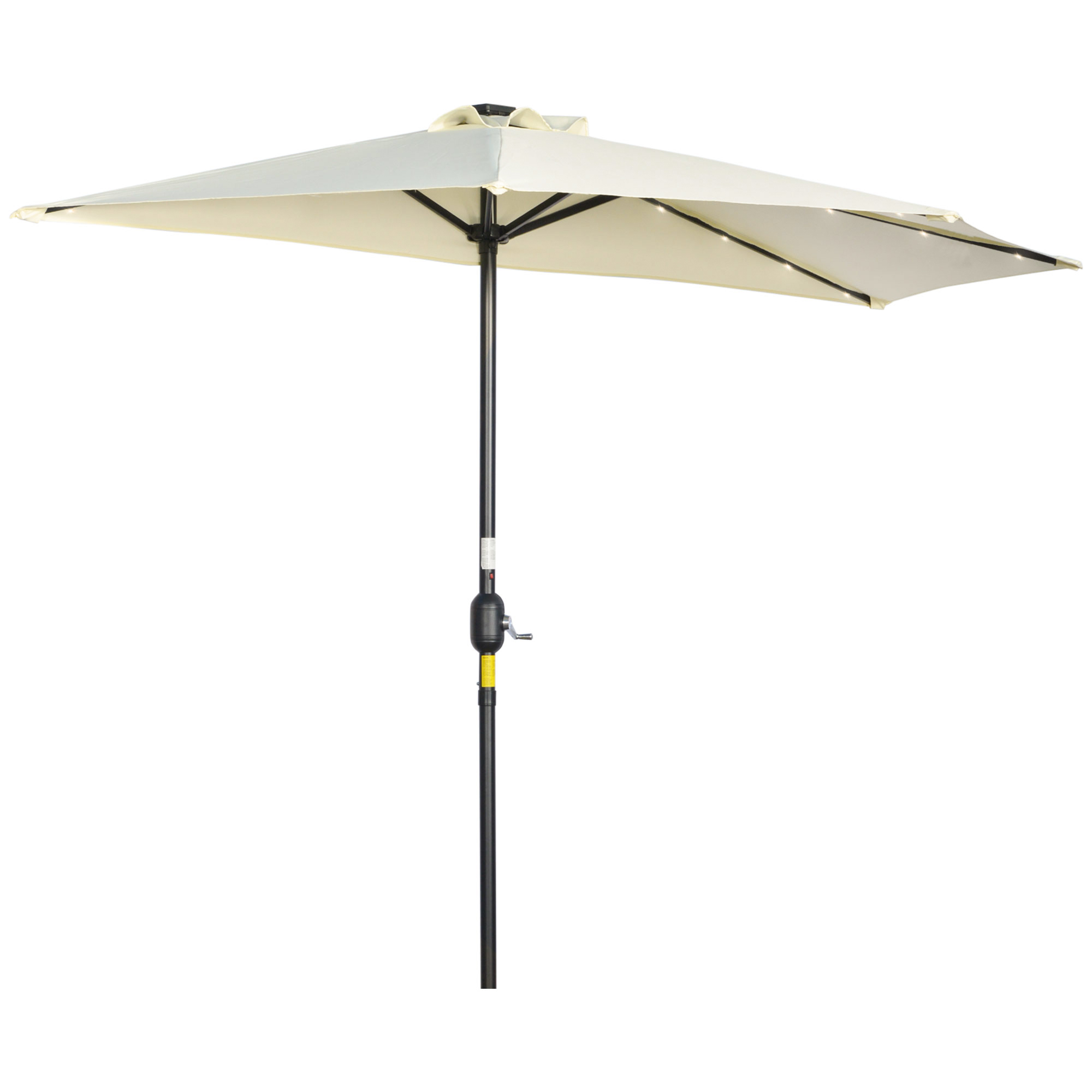 Umbrela Semicirculara cu 20 Lumini LED, Panou Solar, Manivela si Tija in 2 Sectiuni, 270x135x240cm, Bej