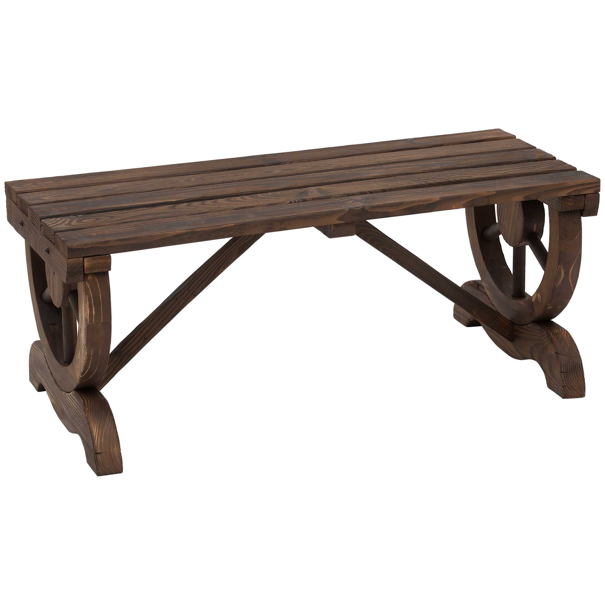 Banca de Gradina cu 2 locuri din lemn de molid, Maro 105x50x53cm