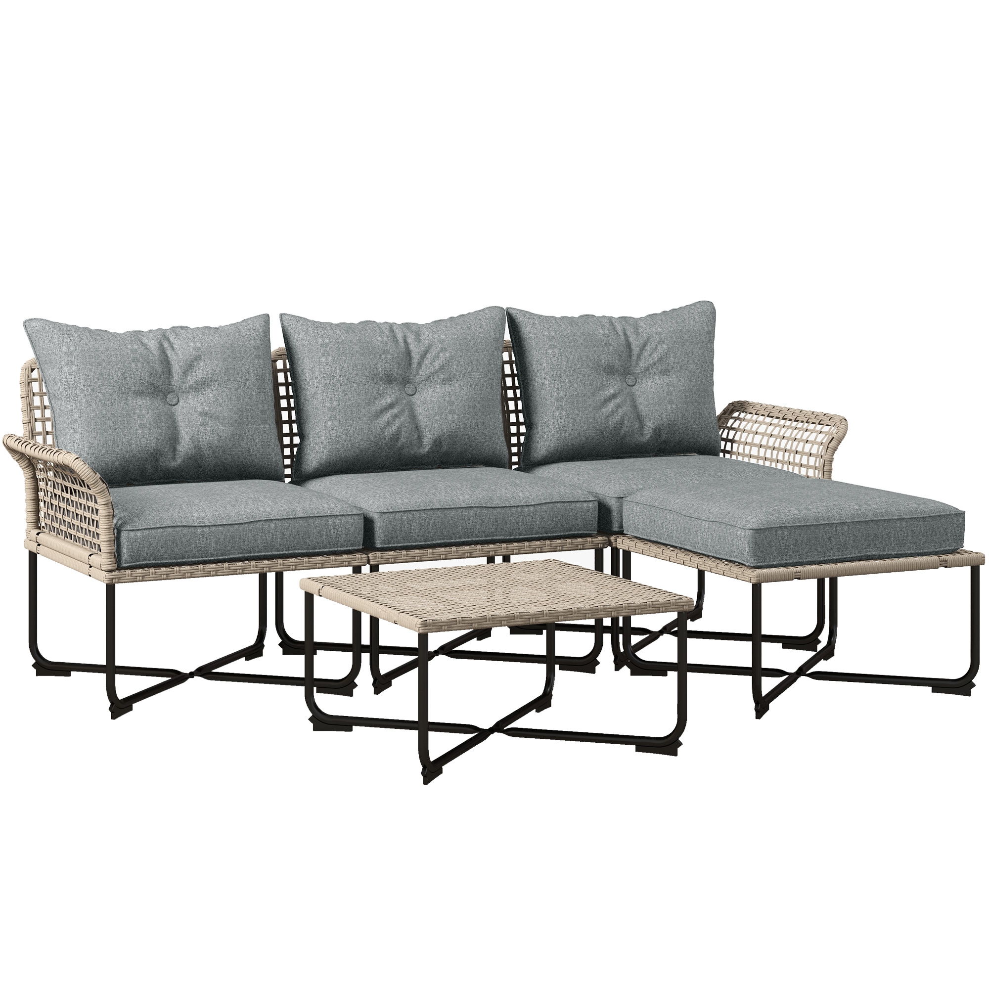 Set de Mobilier de Terasa in 5 Piese cu Canapea