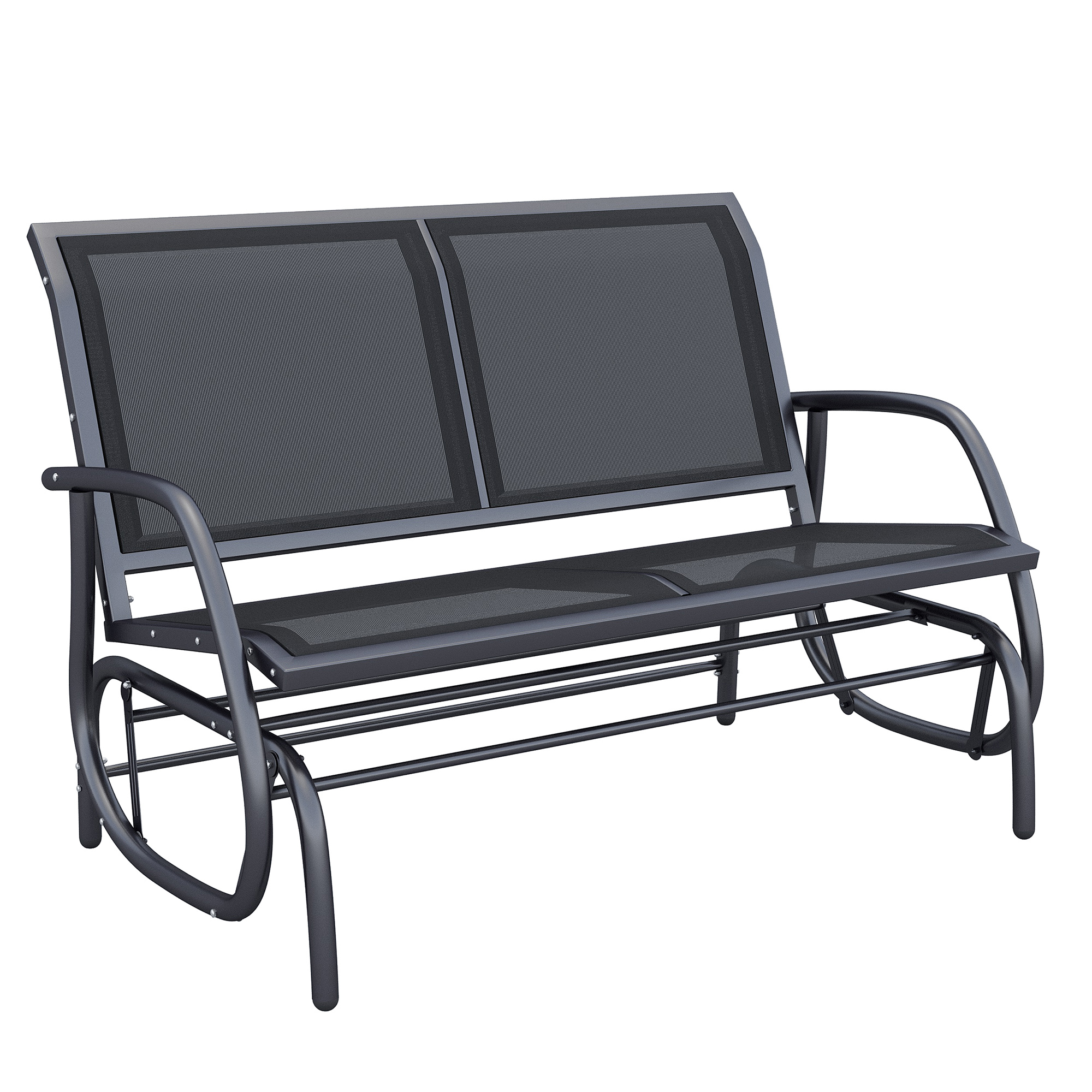 Banca tip Leagan 2Locuri in Metal, Negru, 123x70x87cm