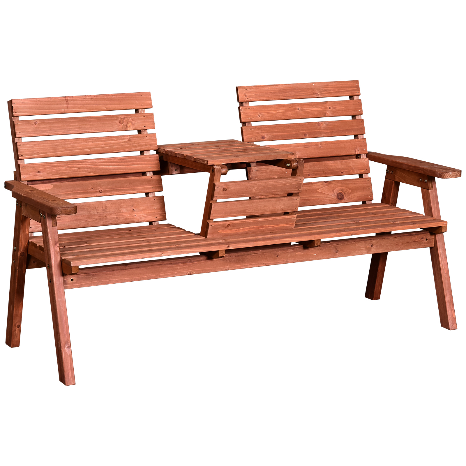 Set 2 Scaune de Gradina cu Masuta Outsunny, Lemn 160x70x85cm