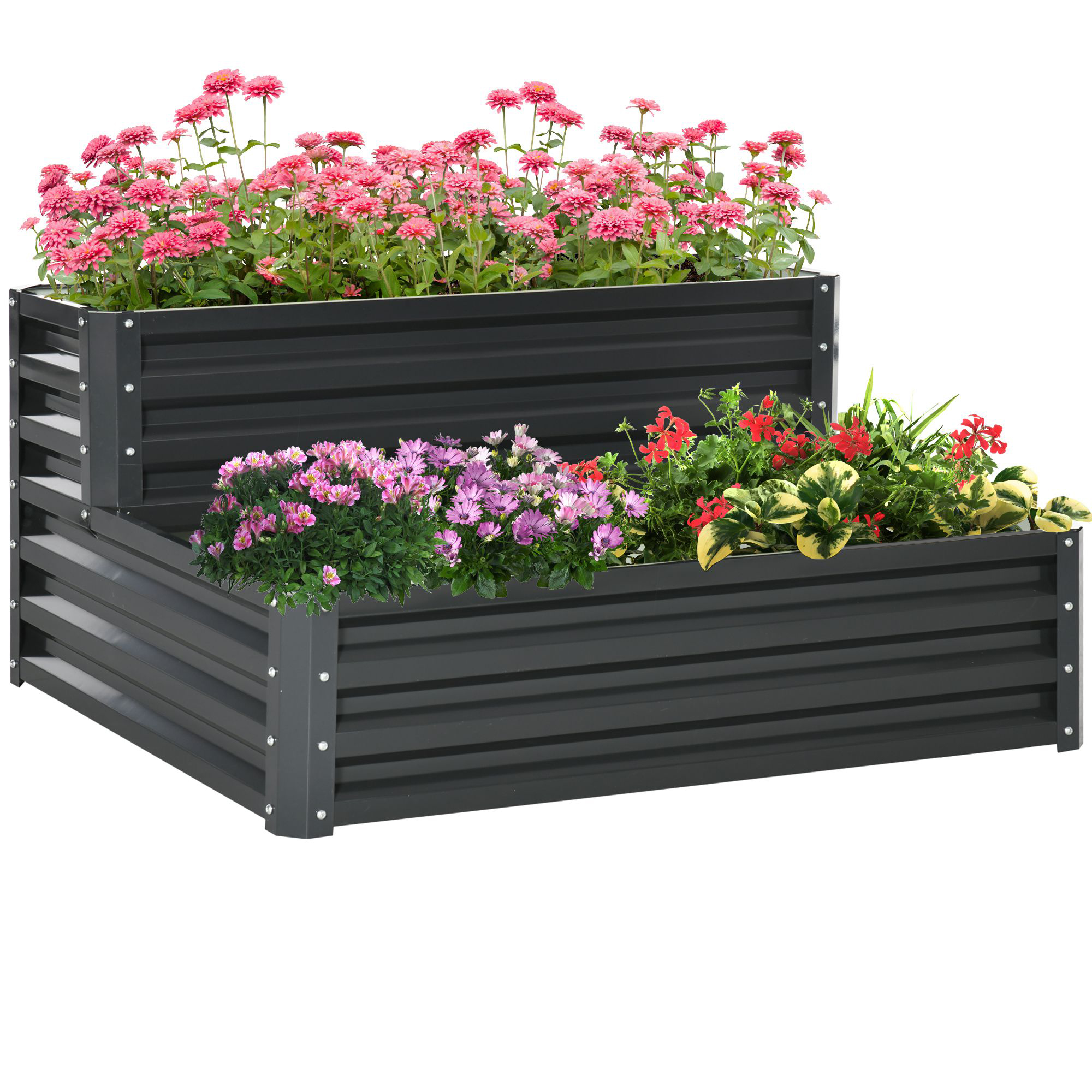 Jardiniera Ridicata pentru Cultivare, din Otel, pentru Gradinarit Urban si Balcon, 120x101x58 cm, si ??nchis