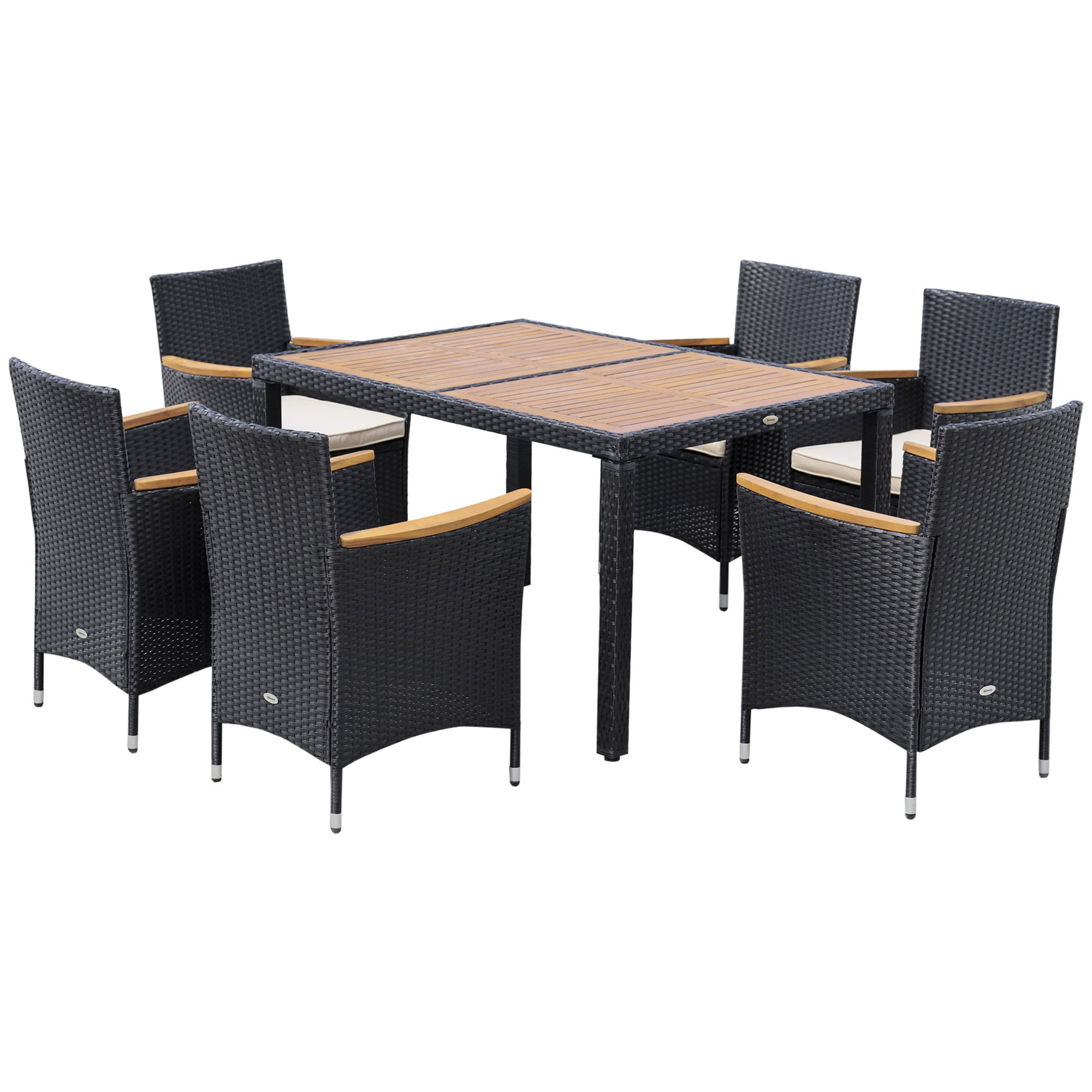 Set Masa si Scaune de Gradina din 7 Piese, 13x90x75 cm, Negru