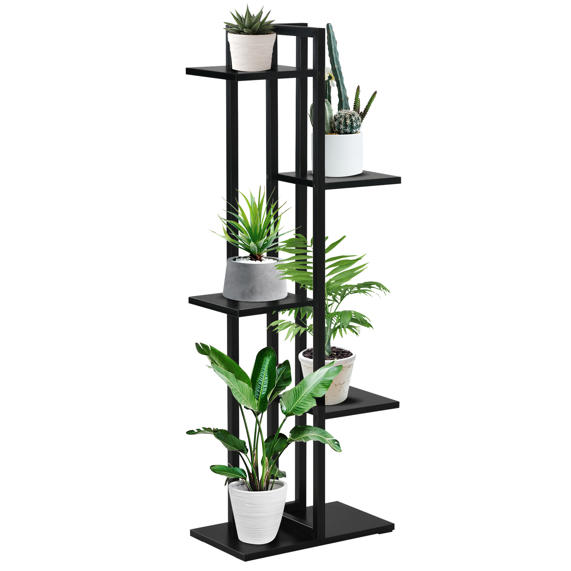 Suport pentru Plante cu 5 Niveluri Raft de Col?? din Lemn pentru Gradina si Balcon