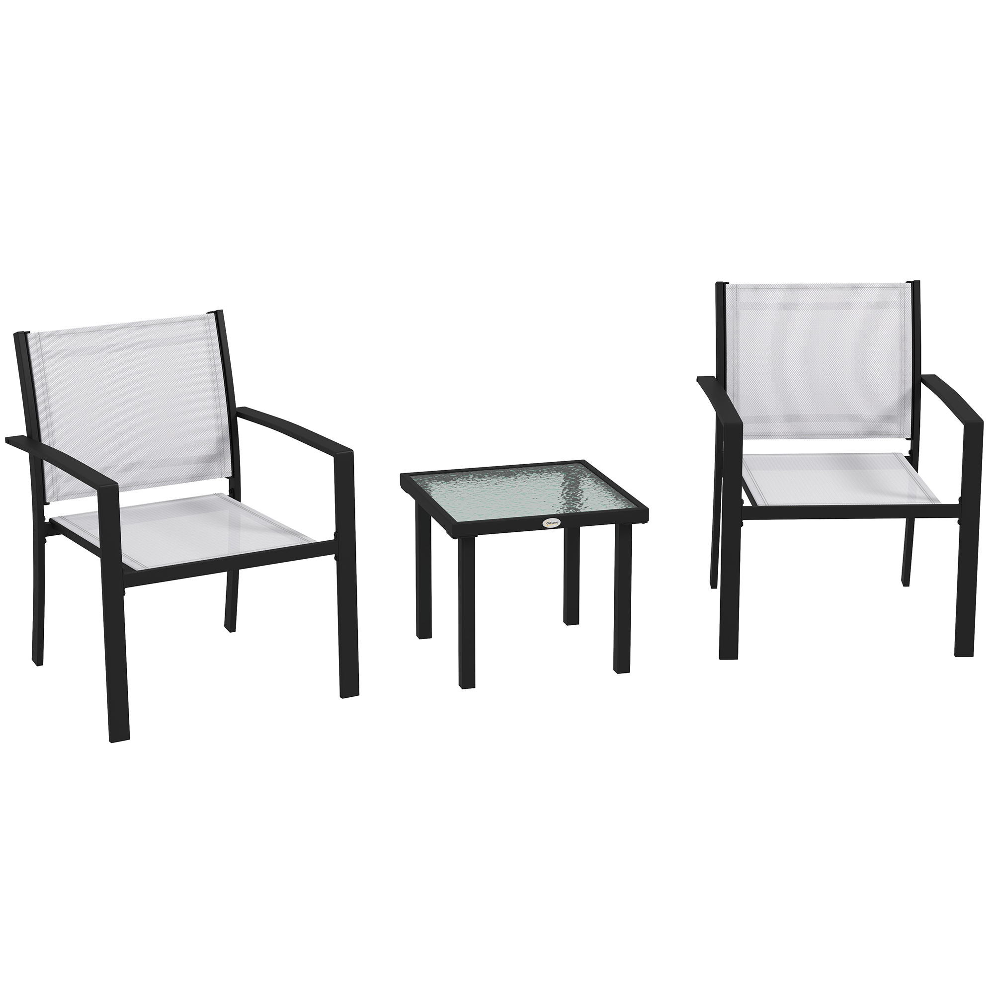 Set Bistro pentru Gradina din 3 Piese, Masa si Scaune Stivuibile din Material de Plasa, Ideal pentru Exterior