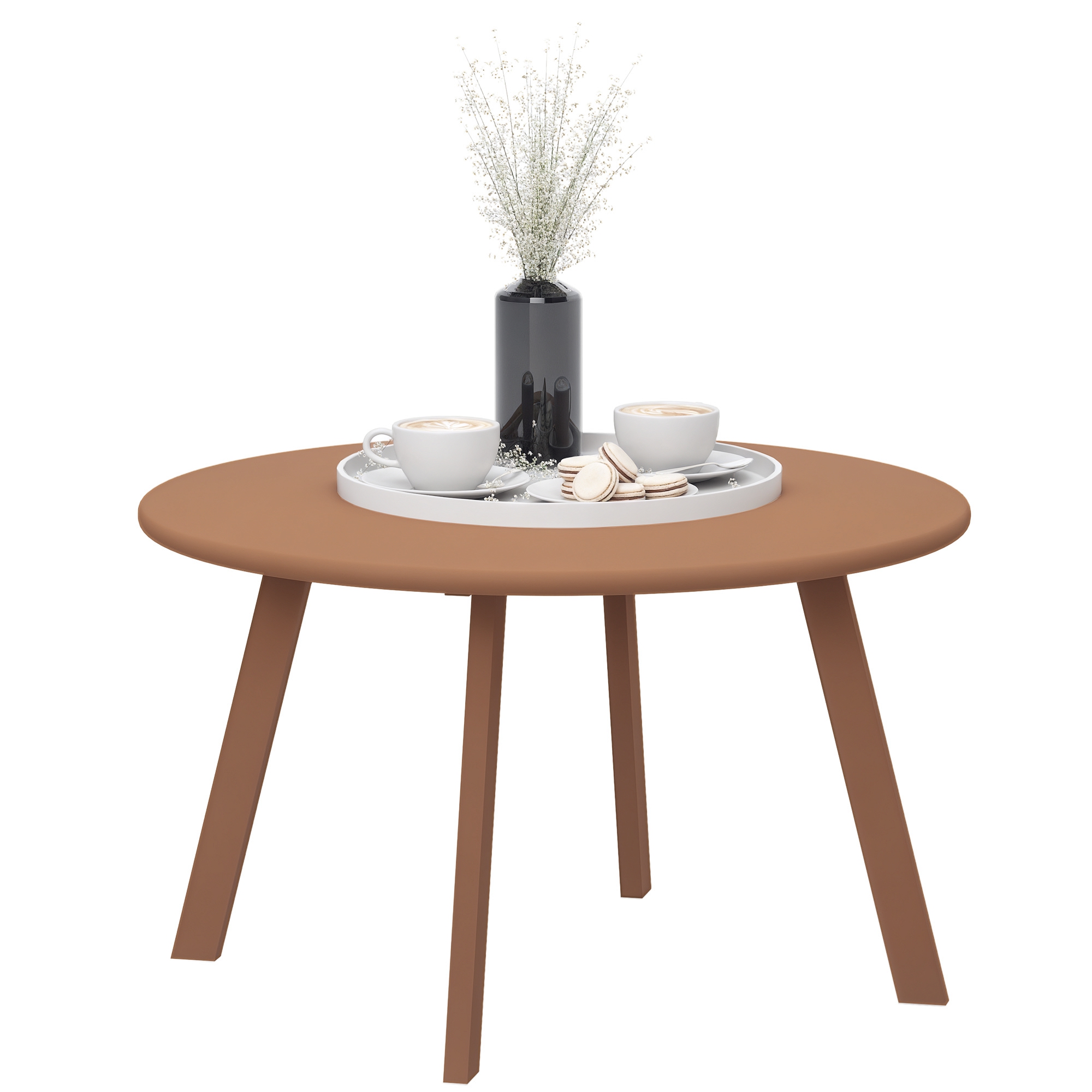 Masă de cafea mică rotundă, masă auxiliară cu picioare antidrapante, cadru din metal, pentru grădină, Ø 70 x 42 cm, portocaliu | Aosom Romania