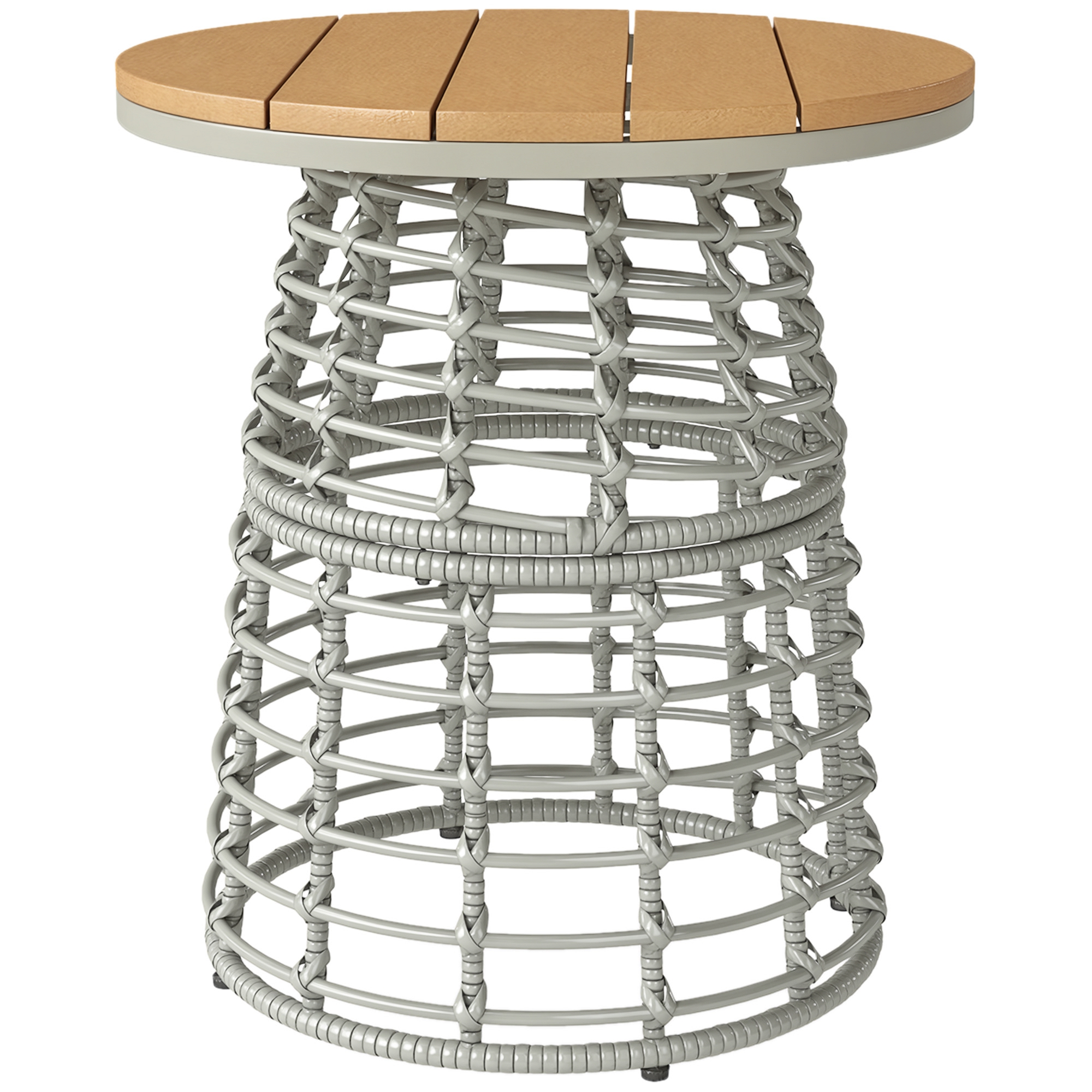 Masă de cafea de grădină masă auxiliară exterior rotundă în răchită de aspect rotință și placă compozită Ø45 x 50 cm gri | Aosom Romania