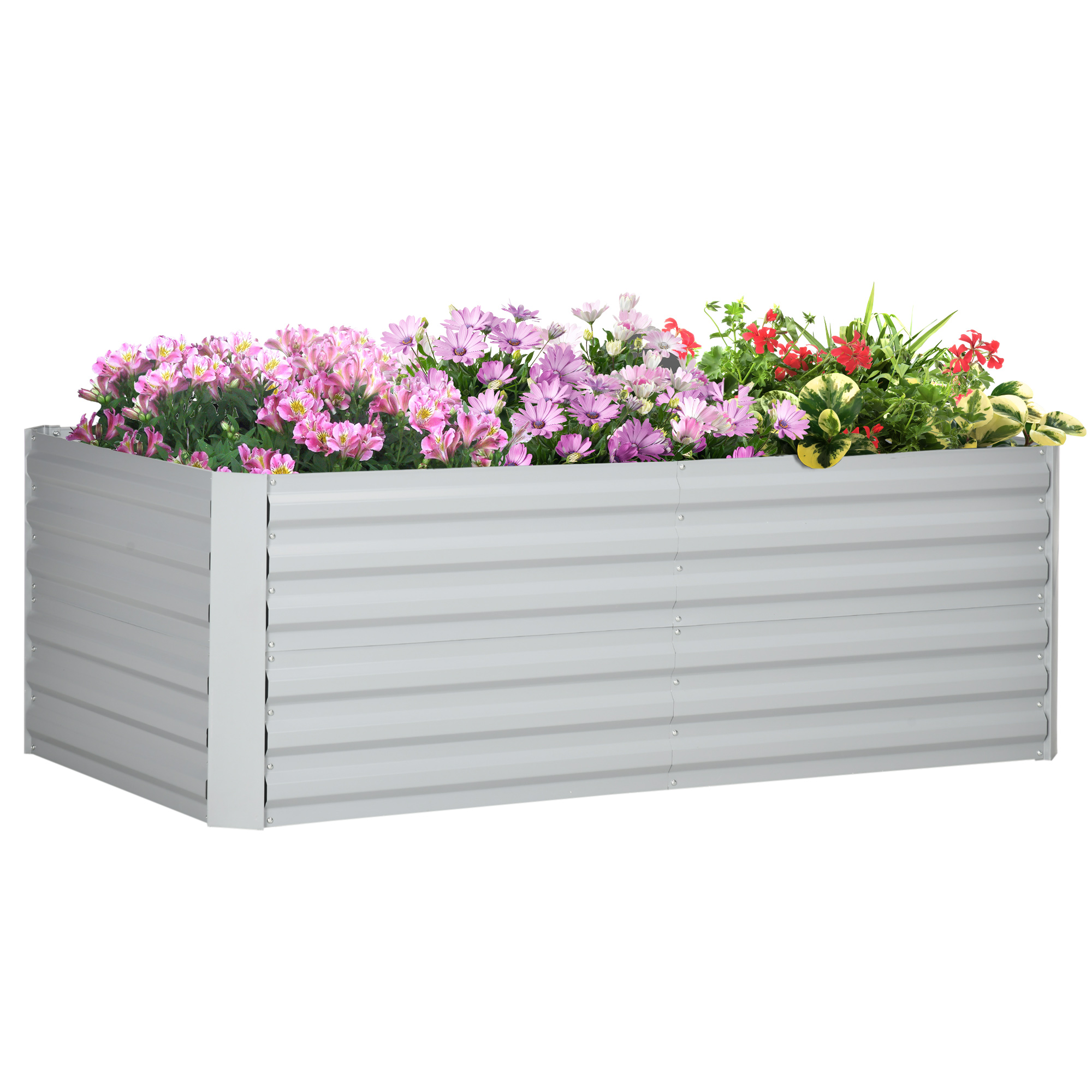 Ghiveci de plante, Pat de flori portabil pentru plantare, îngrijire și crescere, Pat înalt, Oțel, Gri deschis | Aosom Romania