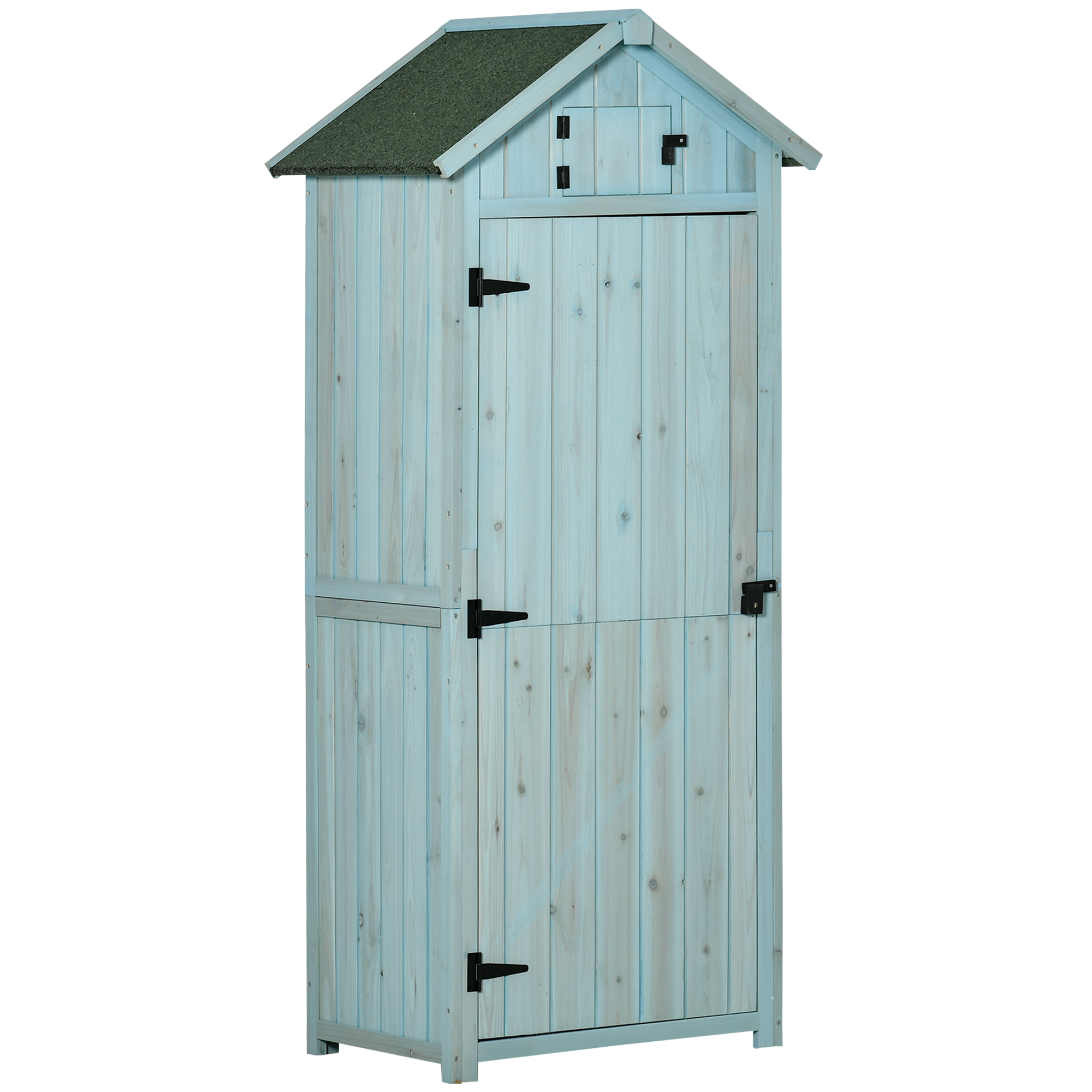 Magazie de Gradina Outsunny, din Lemn Impermeabila, 77x54,2x179cm, Albastru | Aosom Romania