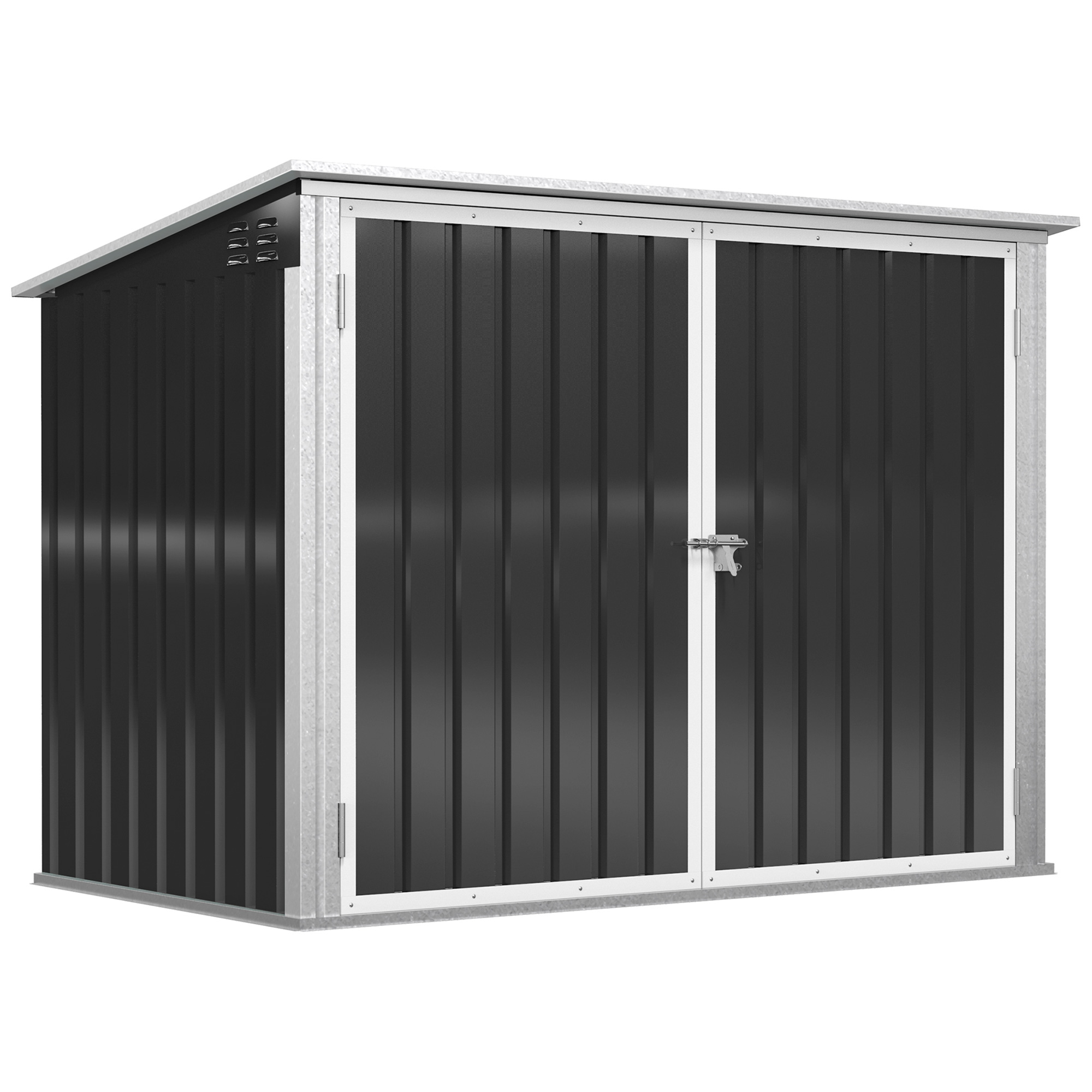 Depozit pentru Coșuri de Gunoi Caseta pentru Gunoi Depozit pentru 2 Coșuri de Gunoi Oțel 178,5 x 104,5 x 128,5/113 cm Negru | Aosom Romania