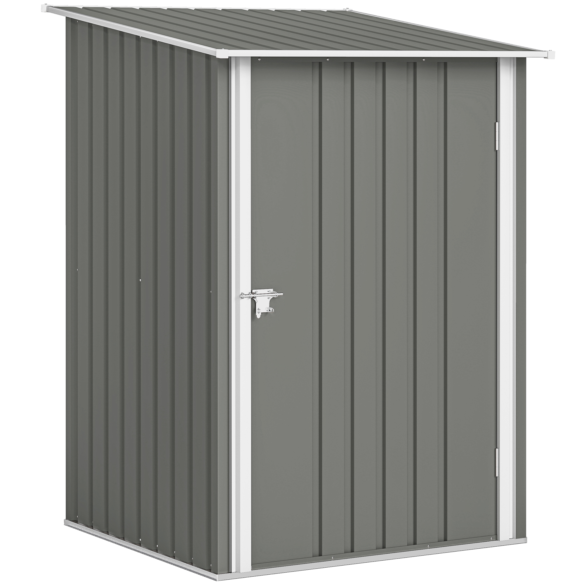 Căsuță de Grădină 0.92m² din Oțel Galvanizat, Capann pentru Unelte cu Ușă Blocabilă, Acoperiș Înclinat, 100x104x160 cm, Gri | Aosom Romania
