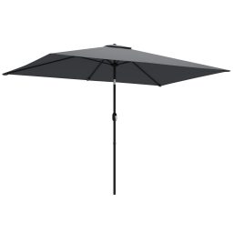 Umbrelă 300 x 200 cm înclinabilă pentru balcon cu manivelă, husă protectoare, Gri închis | Aosom Romania