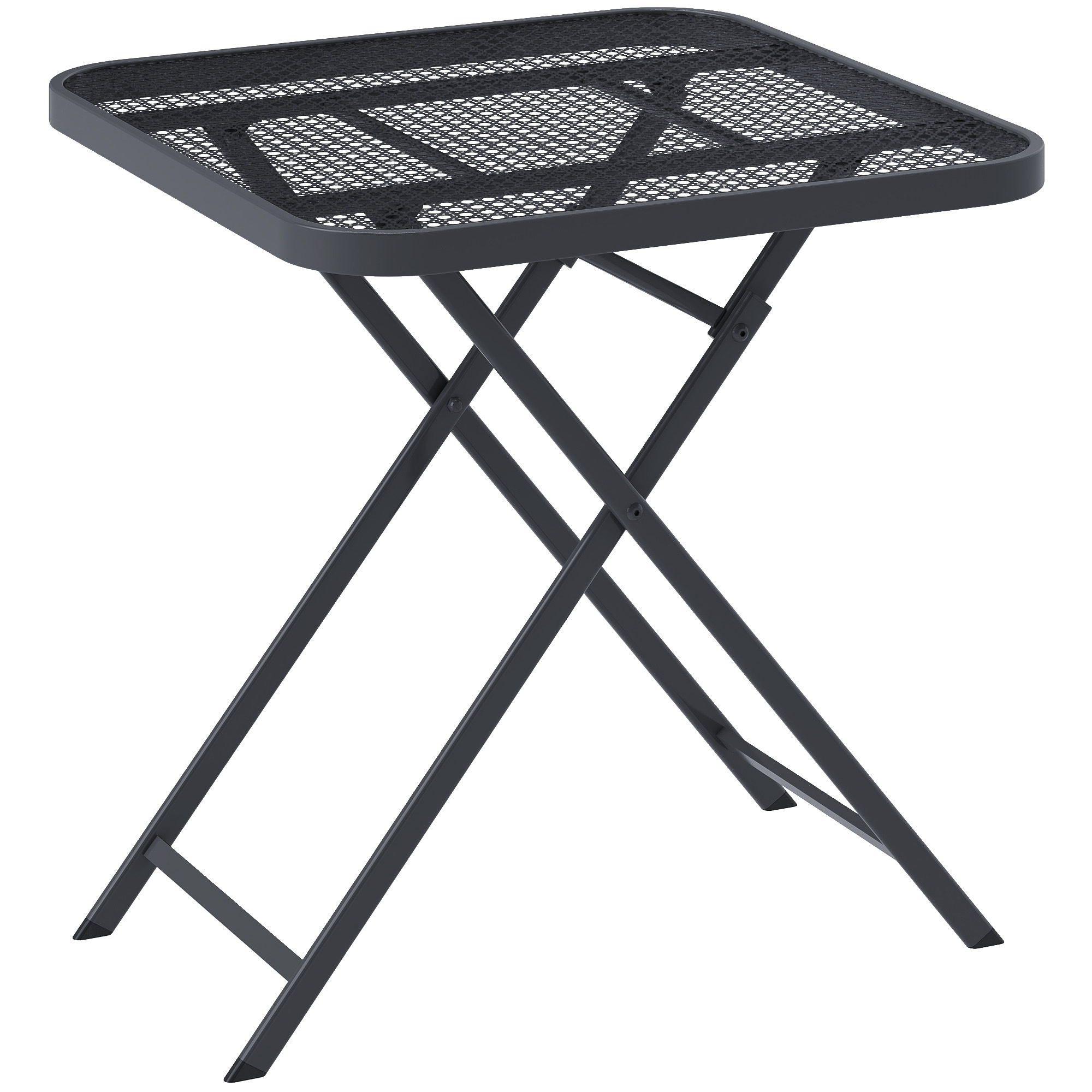 Masă de grădină pliabilă 70 x 70 cm, rezistentă la intemperii, masă balcon pliabilă cu design decupat pătrată Negru | Aosom Romania
