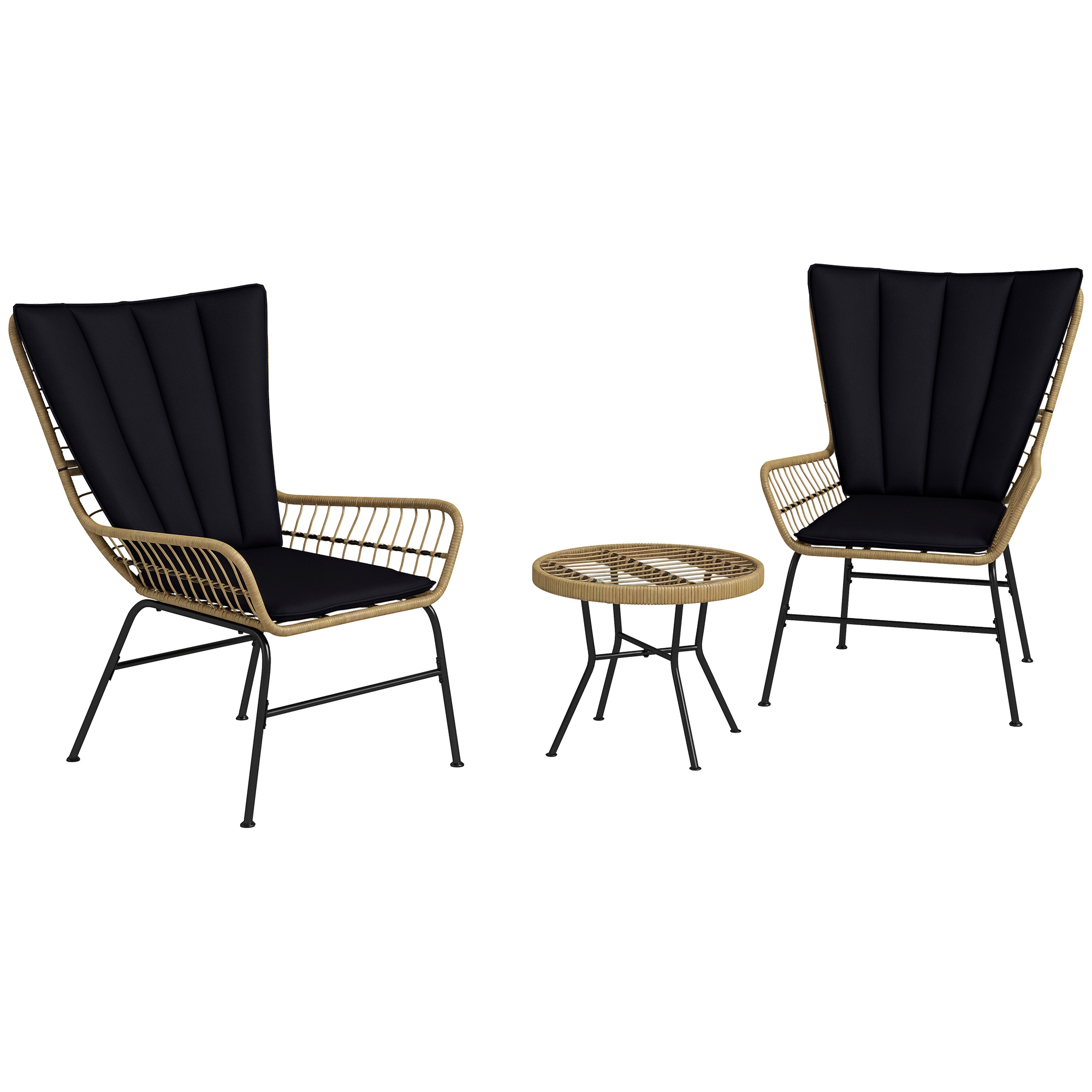 Set de bistrou mobilier de balcon, stil Boho, rezistent la intemperii, 76 x 66 x 96 cm, Negru | Aosom Romania