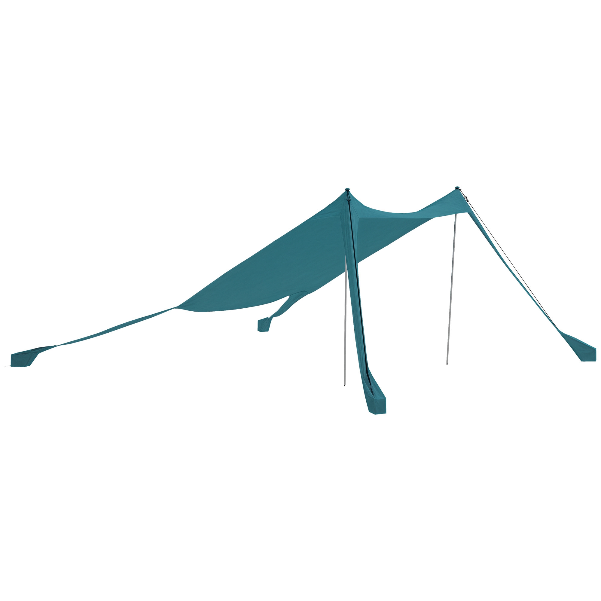 Cort de plajă, adăpost solar de camping, față de cort cu 2 stâlpi, copertină de umbră exterioară - dim. 215L x 200l x 200H cm | Aosom Romania