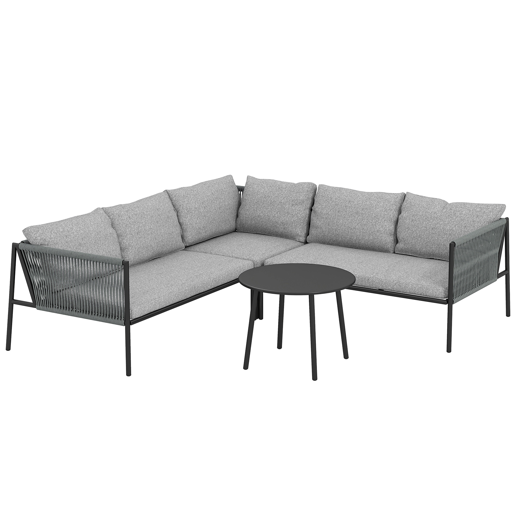 Set Grădină Modular 5 Locuri Gri Închis | Aosom Romania