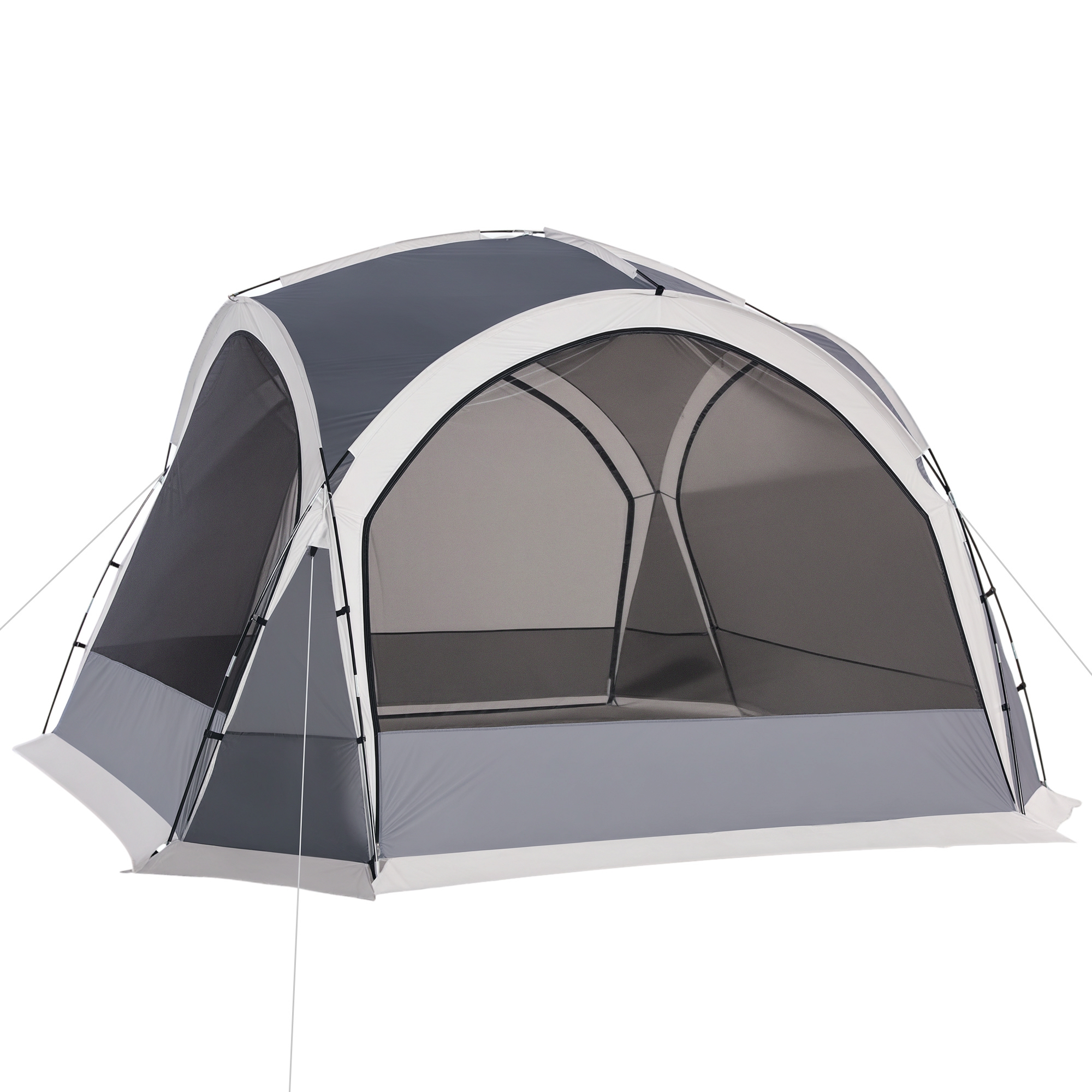 Cort de camping tip dôme familial pentru 6-8 persoane cu 4 uși cu plasă de zippé, material Oxford și cârlig pentru lampă | Aosom Romania
