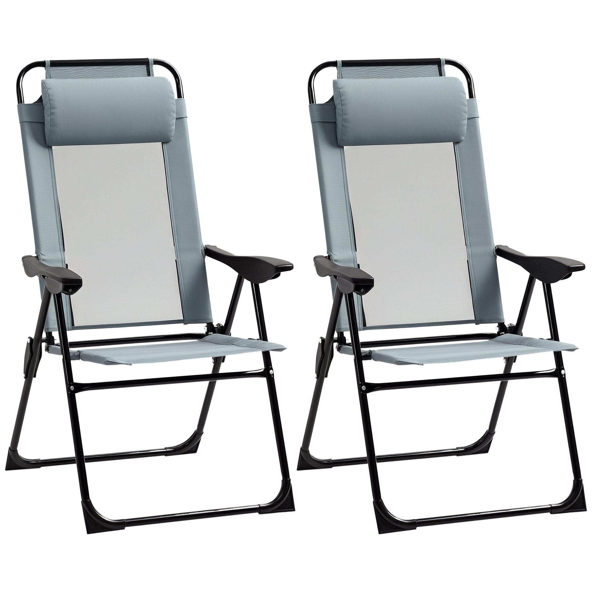 Lot de 2 fotolii de grădină set basic de 2 fotolii pliante fotoliu de camping cotier spătar reglabil în 5 poziții | Aosom Romania