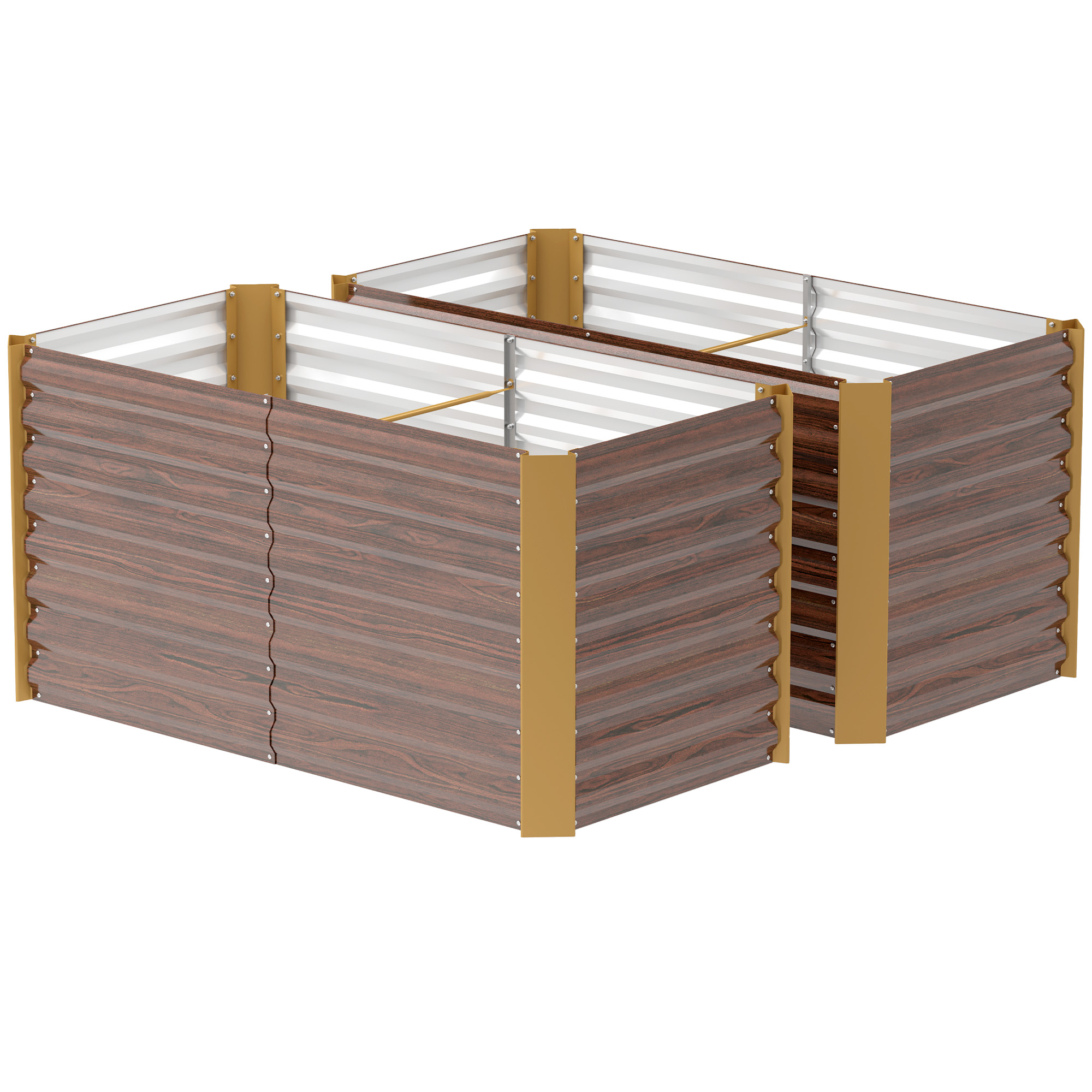 Set paturi înălțate 2 buc., jardiniere, extra adânci, metal, 120 x 60 x 60 cm Maro | Aosom Romania