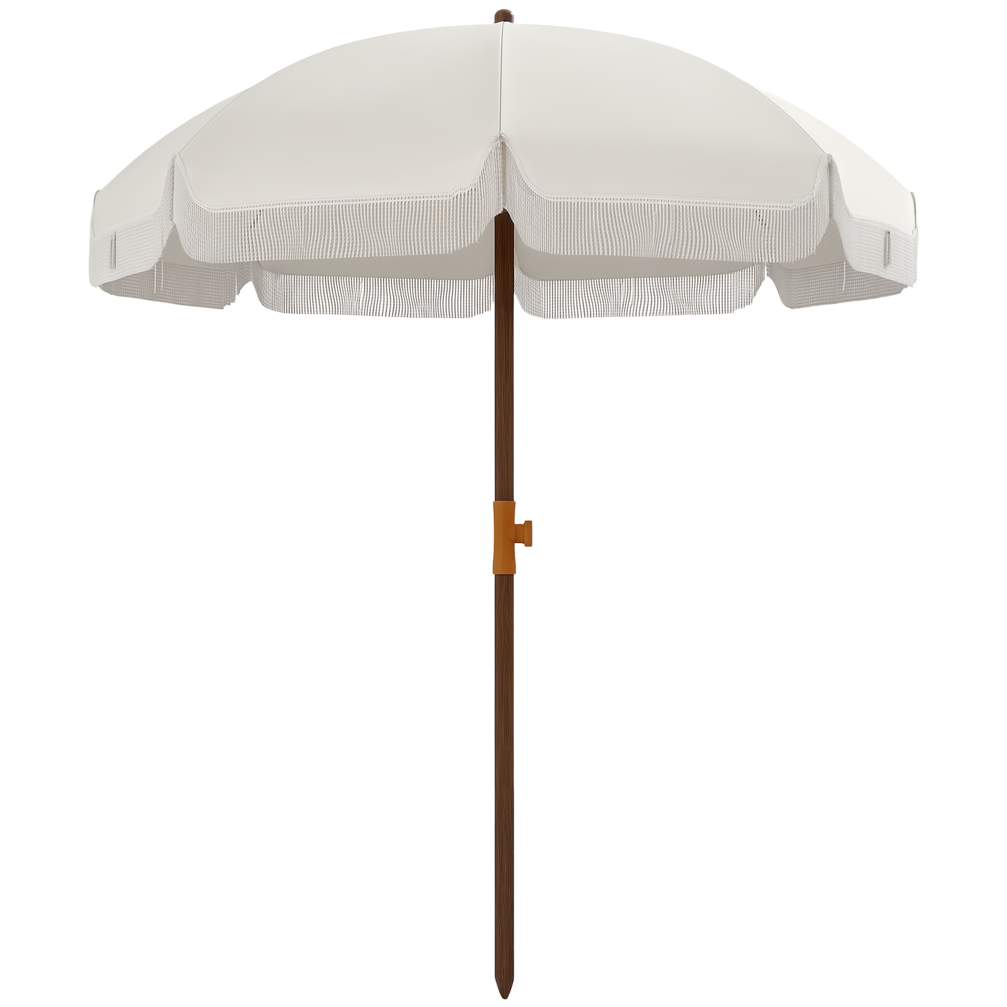 Umbrelă de Plajă Portabilă cu Volane în Aer Liber cu Baldachin Ventilat, Geantă de Transport, Ø1.9x2.1 m, Alb-Crem