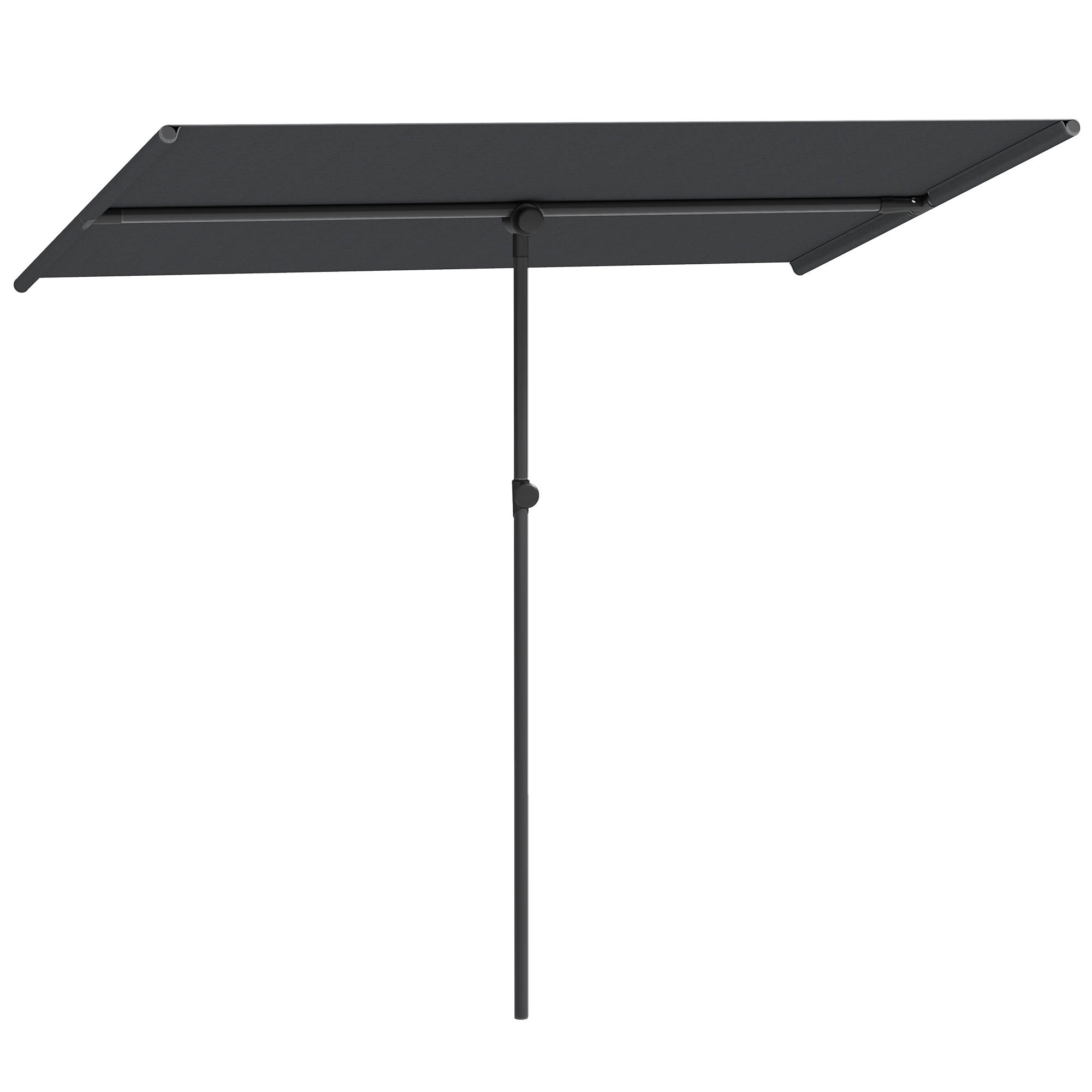 Umbrelă de Soare cu Protecție UPF 50+, Înclinare la 180° și Înălțime Reglabilă, 150x205x120-215 cm, Gri Închis | Aosom Romania
