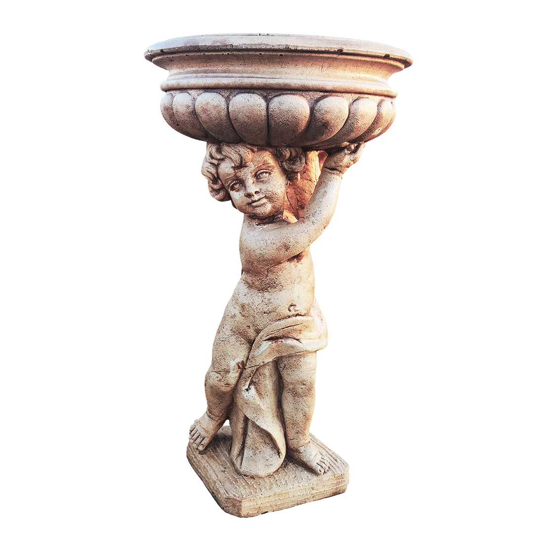 Ghiveci din Beton de Gradina Crem - Statueta Baietel Model Nou